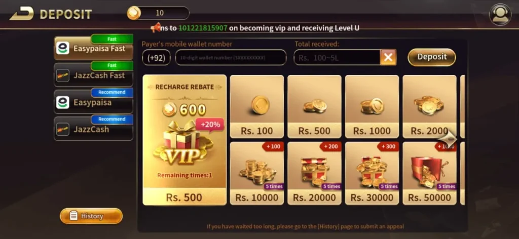 Royalx777 game deposit